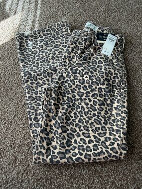 Abercrombie & Fitch Leopard Print Straight Leg Jeans - Tan & Black